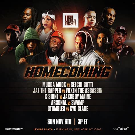 Homecoming 2 battle event is presented by URL Ultimate Rap League. . Battle rappers url